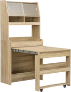 Compact Buffet with Hutch and Foldable Dining Table, 2-in-1 Buffet - Image 9