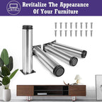 10 Inch Metal Furniture Legs Stainless Steel Adjustable Legs Silver Metal Legs - Image 2