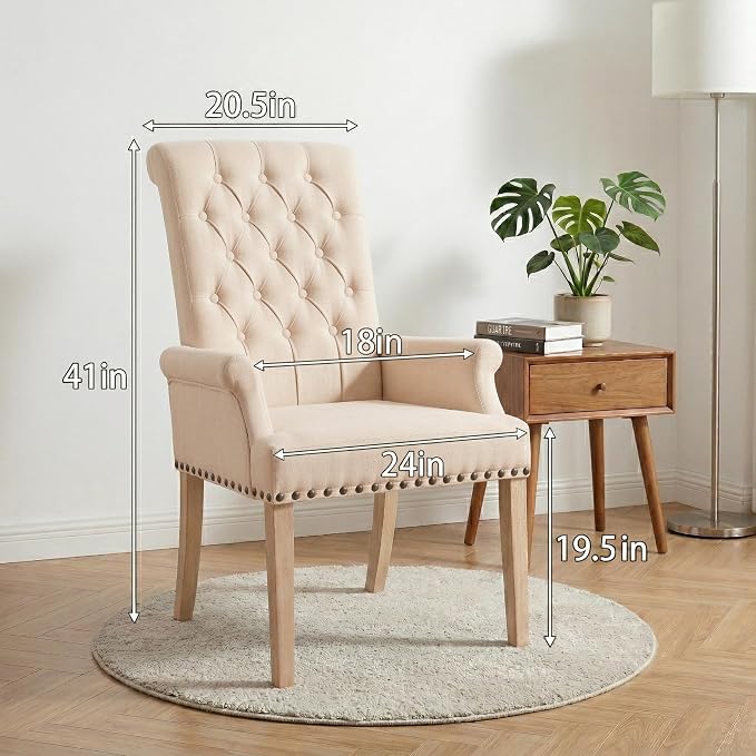 Modern Upholstered Fabric Dining Chairs Set of 2, Accent Chairs - Image 2