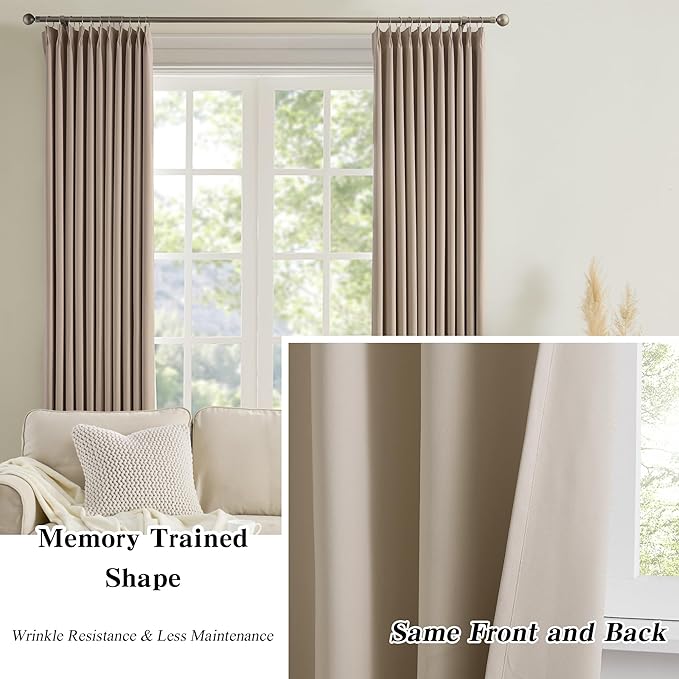 Pinch Pleated Curtains 120 Inch Long, Memory Trained Pleated Viral Window Drapes - Image 6