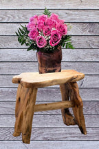 Natural Edge Cedar Wood Tree Stump Indoor/Outdoor Stool, Garden Bench, Night - Image 7