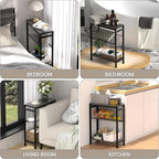 End Table Set of 2 for Small Space, 3-Tier Narrow Side Table - Image 8