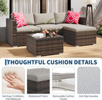5-Piece Outdoor Sectional Sofa Set, All-Weather PE Rattan Patio Furniture - Image 4