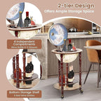 MEDIMALL Wood Globe Bar Liquor Cabinet, 16th Century Italian Replica Bar Stand - Image 5