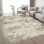 Area Rug Living Room: 4x6 Modern Washable Soft Carpet Ash Brown | by FXRHLP