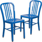 Flash Furniture Gael Commercial Grade 2 Pack Blue Metal Indoor-Outdoor Chair - Image 3