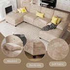 U-Shaped Sectional Couches for Living Room, 4 Seat Sofa - Image 4