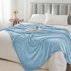 BEDELITE Fleece Blanket Soft Queen Size Bed Blanket Washed Blue 90"x90" | Ultra - Image 5