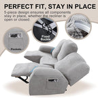 5-Piece Recliner Sofa Covers, Stretch Geometric Strokes Jacquard Recliner Sofa - Image 4
