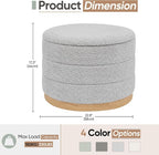 Round Storage Ottoman with Tray Lid, Folding Chenille Fabric Footrest with - Image 3