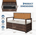 GarveeLife Wicker Storage Bench, Outdoor Rattan Stool - Image 5