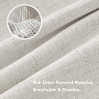MIULEE 100% Blackout Linen Curtains 42 x 96 Inch Cream White 2 Panels | Thermal - Image 3