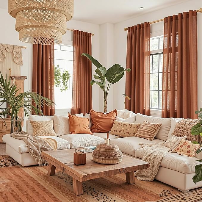 MYSKY HOME Semi Sheer Curtains 72 Inch Length - Image 2