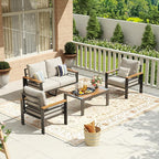 Aoxun Aluminum Patio Furniture Set 4 Seats, Oversized Outdoor Sectional - Image 4