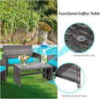 Tangkula 4 PCS Wicker Patio Conversation Set, Outdoor Rattan Sofas - Image 7