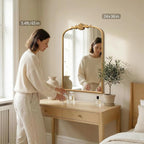 Besdomus Antique Arched Wall Mirror: 24"x36" French Large Arch Gleaming Gold - Image 2