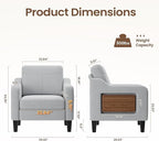 Accent Chair for Living Room Modern Linen Upholstered Armchair Side Wooden - Image 3