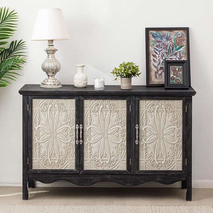 RoyalCraft Buffet Cabinet with Storage, Vintage Solid Wood Sideboard with 3 by Bringyoubetterlife