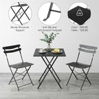 GarveeLife 3 Piece Patio Bistro Set, Folding Patio Bistro Table and Chairs Set - Image 6