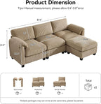 87.5'' L Shaped Modular Sectional Sofa, 3 Seater Cloud Couch - Image 2