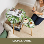 BAMEOS Monstera Leaf Nesting Tables Set of 2, Small Side Tables f Set - Image 4