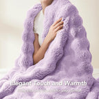 L'AGRATY Faux Rabbit Fur Throw Blanket - Image 6