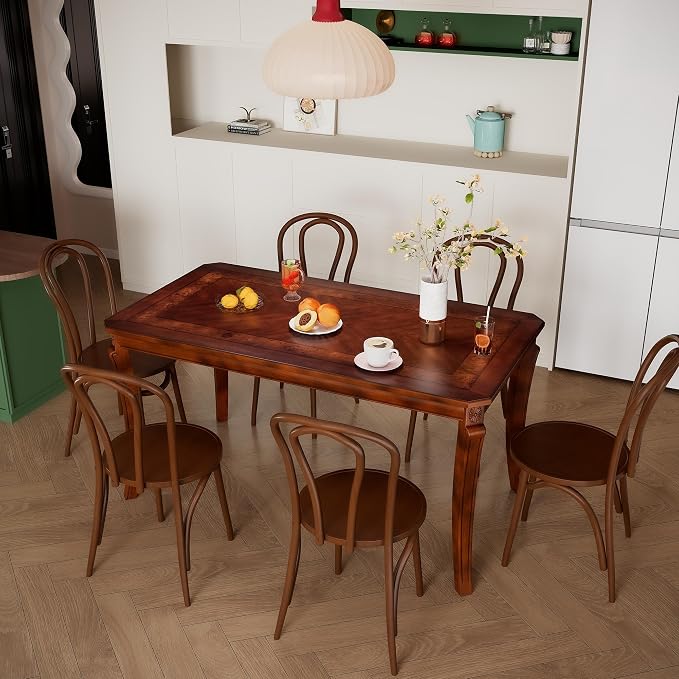 59”Farmhouse Dining Table with Carved Legs, Rectangular Kitchen Table - Image 7