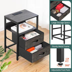 Yoobure Nightstand with Charging Station, LED Night Stand with Fabric Drawers - Image 9