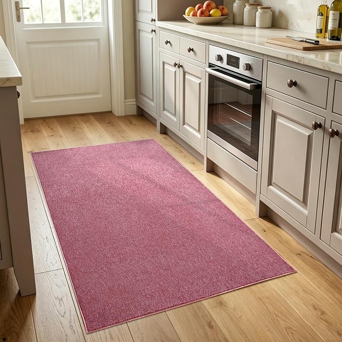 3x5 Red/White Area Rug Washable Non-Slip Soft Thin - Image 2