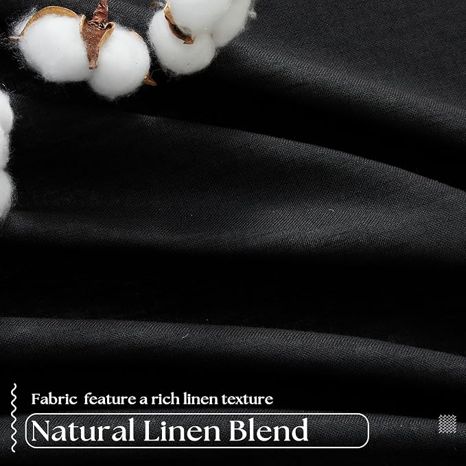 Black Pinch Pleated Black Out Linen 45 Inch Curtains - Image 5