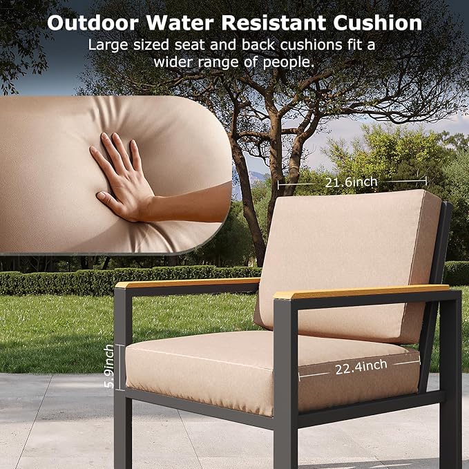 4-Piece Outdoor Patio Furniture Set, Metal Conversation Sofa Set - Image 4