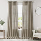 Mocha Linen Curtains 90 Inch Length 2 Panels Set by Nanspring