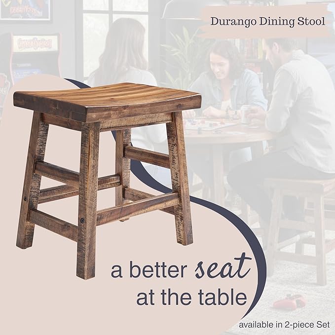 Alaterre Furniture Durango 20-Inch Tall Industrial Wood Dining Stool - Image 4