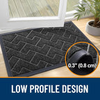 OLANLY Front Door Mat Outside 71x47, All-Season Absorbent Rubber Doormat | Black - Image 4
