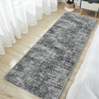 2'6''x8' Runner Rugs Washable Rug: Modern Abstract Hallway Black Carpet | - Image 2