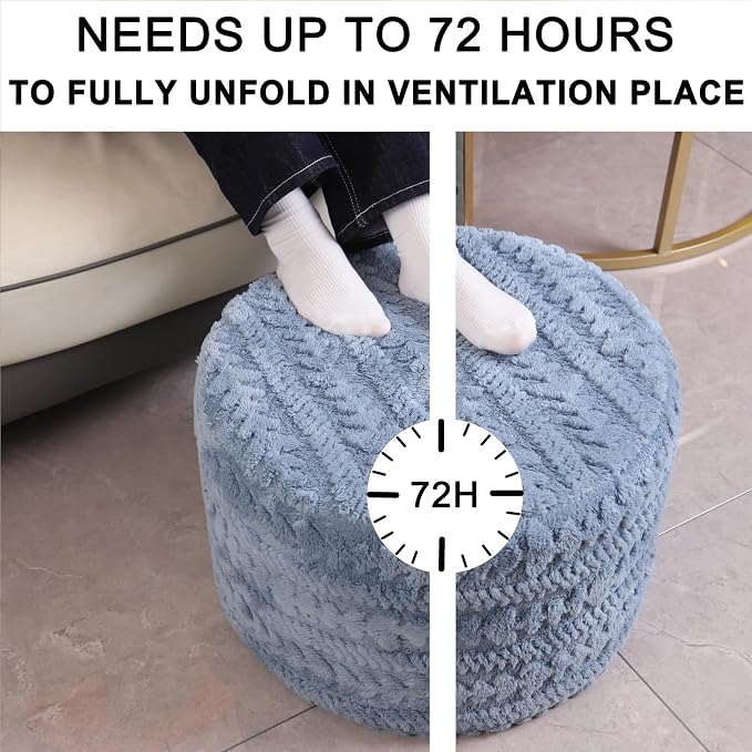 Asuprui Round Footstool Ottoman, 20x14 Inches Multi-Functional Modern Foot Stool - Image 5