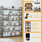 HCHQHS Bookshelf, Adjustable Industrial Bookcase, Vertical Tall Book Shelf - Image 5