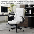 High Back Office Chair with Flip-up Armrests, Leather Comfy Desk Chair with - Image 3