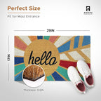 Coir Welcome Mat, Hello Colorful, 17 x 29 in | 100% Natural Coir, Anti-Shedding - Image 2