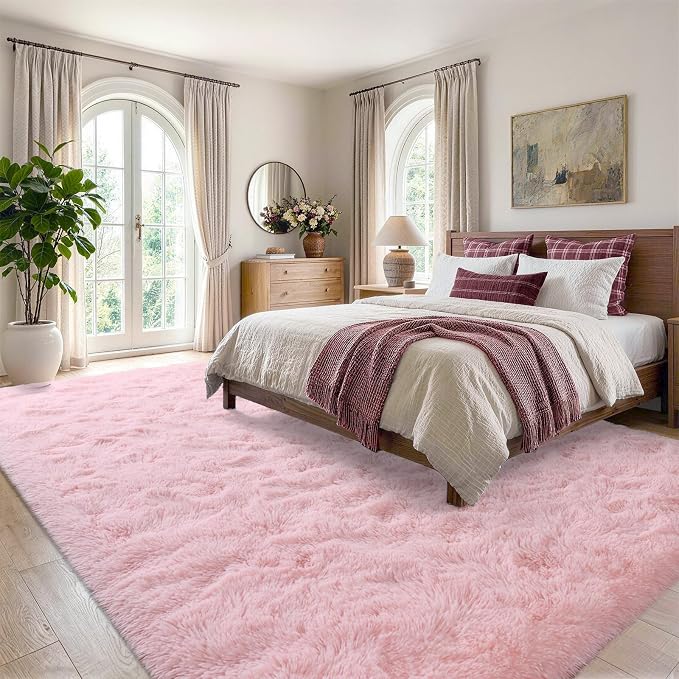 5x7 Pink Fluffy Soft Area Rug Non-Slip - Image 3