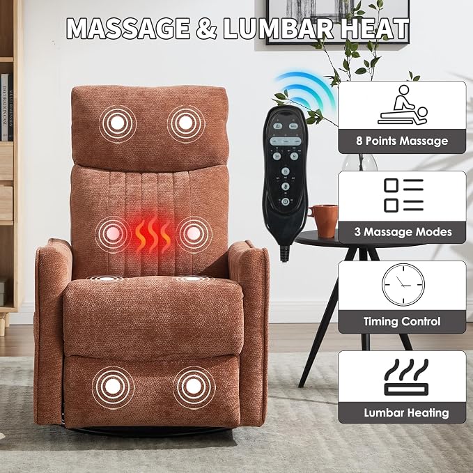 Trustyue Swivel Rocker Recliner Chair, 360° Swivel Recliner - Image 4