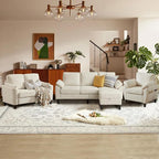 4 Piece Modern Corduroy Sofa Set, L-Shaped Sectional Couch by Firmacielu-CorduroyComfortableLivingRoomSofasforModernHome
