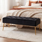 DUHOME Button-Tufted Ottoman Bench, Upholstered Bedroom Benches Velvet Footrest - Image 4