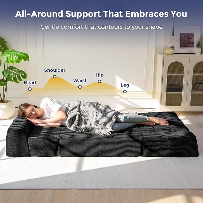 MAXYOYO 8" Folding Sofa Bed, Fold Out Chair Bed Sleeper Chair, Convertible - Image 5