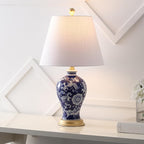 JONATHAN Y 24" Navy/White French Country Ceramic Floral Urn Table Lamp - Image 2