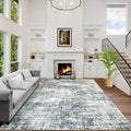 6x9 Area Rugs for Living Room: Washable Abstract Blue Multi Badroom Carpet | by GENTDRIZZ
