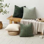 MIULEE Soft Decorative Chenille Euro Pillow Covers Green 22x22 Pack of 4 | - Image 4