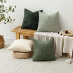 MIULEE Soft Decorative Chenille Pillow Covers Green 18x18 Pack of 4 | Nordic - Image 4