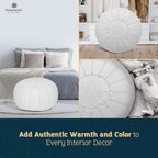 Marrakesh Gallery Genuine Leather Round Pouf Unstuffed - Image 10