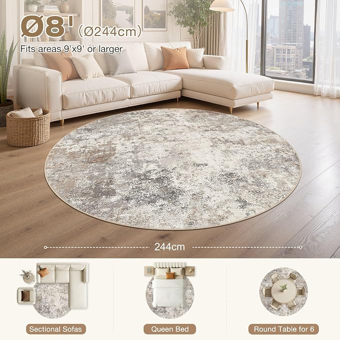 UERMEI 8ft Round Area Rug Living Room Rugs - Image 2